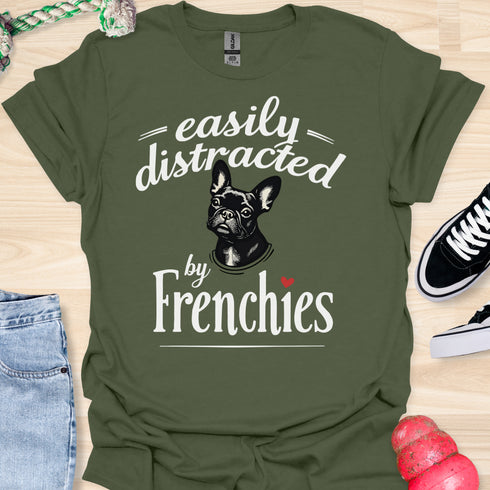 Easily distracted by frenchies - V13 - The Portrait T-Shirt